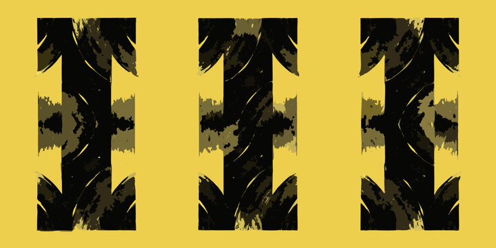 Abstract letter h shapes with textured brushstrokes on a yellow background high quality professional detailed