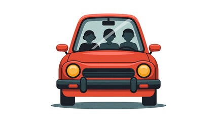 Obraz premium Red car, front view, illustration, vehicle, transportation