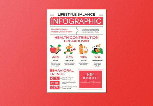 Beige Red Orange Newspaper Style Lifestyle Balance Infographic