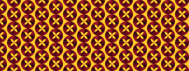 Decorative seamless geometric pattern featuring repeating circular floral motifs. Modern retro-inspired abstract design suitable for wallpaper, fabric, wrapping paper, textile prints, packaging, web b © sofian