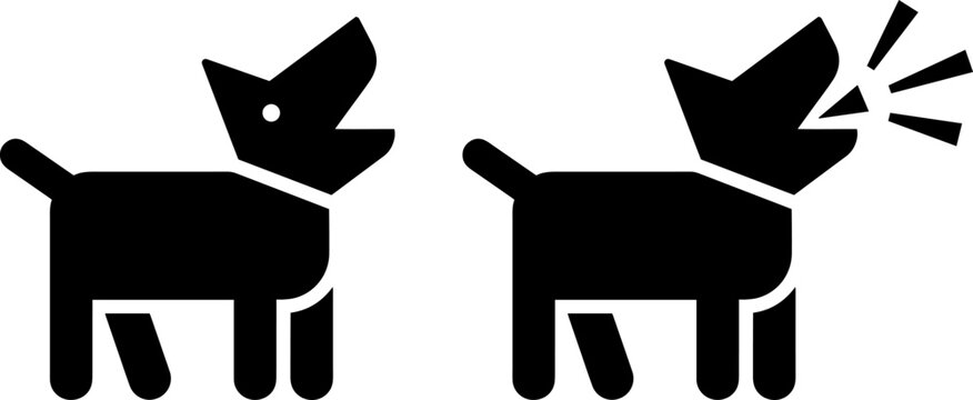Icon set of a dog barking and a dog with mouth closed