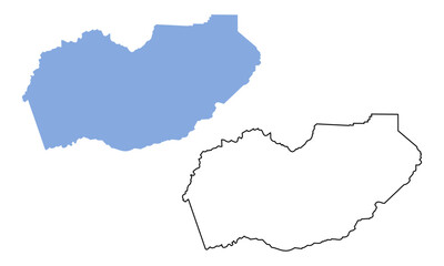 Obraz premium Map of El Dorado County (California, USA) on white background. Map in different styles of outline and blue silhouette