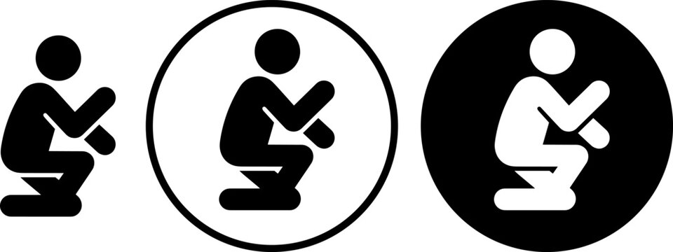 Squatting person icon set vector illustration of a person doing squats