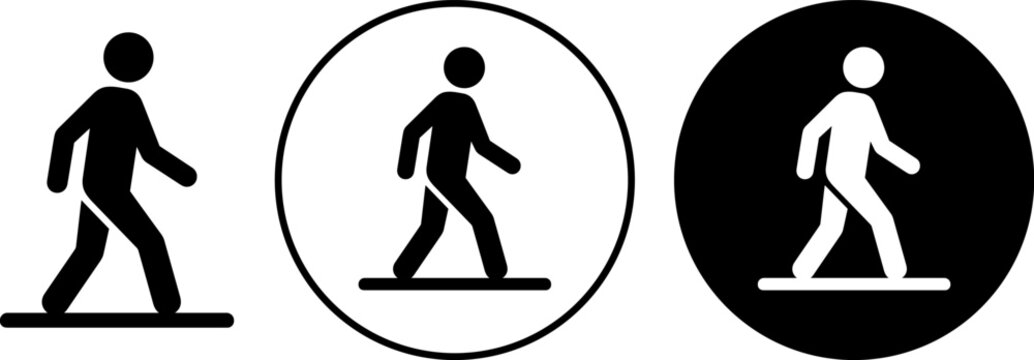 Set of pedestrian walking icons, isolated on white background
