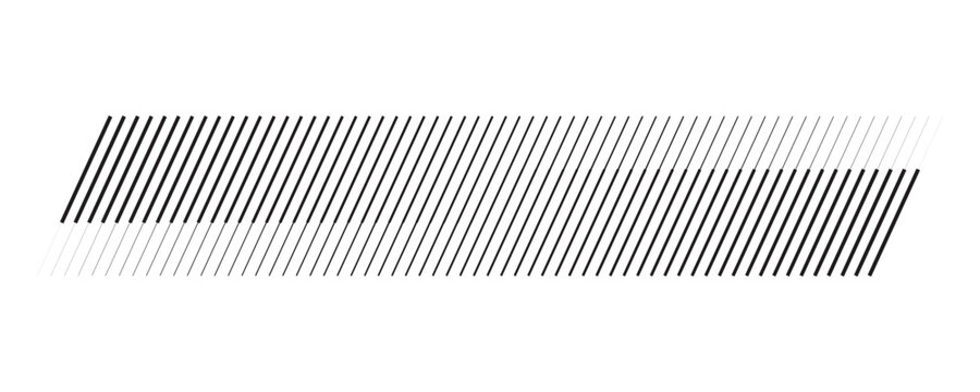 Slash lines pattern. Border with tilted parallel stripes. Embroidery ornament with slanted stitches on white background. Geometric print for caution tape or barrier.