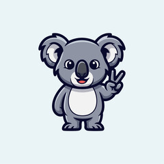 Fototapeta premium Cute Koala Mascot Character Making a Peace Sign Gesture.