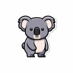 Fototapeta premium Cute cartoon koala bear standing on a white background.