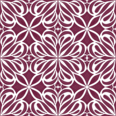 Fototapeta premium Hand-drawn floral geometry in rich berry plum tones with Scandinavian folk-art influence. Designed for feminine interiors, curated textile collections, and romantic surface applications.