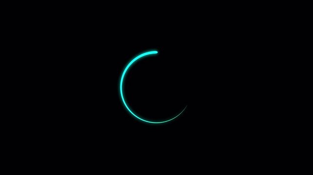 Loading Circular in rotation, Minimalist cyan circular loading progress bar animation on dark animation