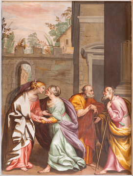 Crema - The fresco of Visitation in the church Chiesa di San Giovanni Battista by  by Gian Giacomo Barbelli (1636).