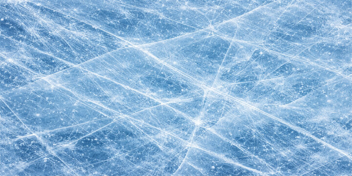 A frozen blue ice texture creates an abstract winter pattern on a cold glass window surface, capturing the cool natural freeze of Christmas snow