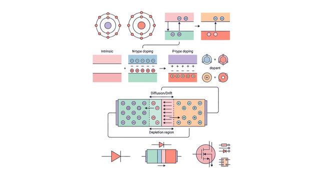 Semiconductor Physics and P N Junction Diode Diagram