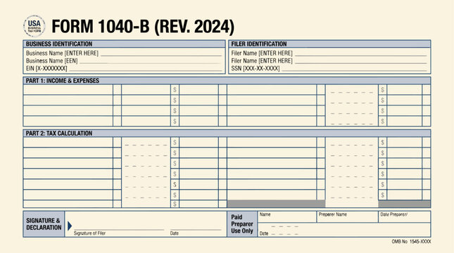 Official corporate business financial income tax return filling layout form document ledger template sheet