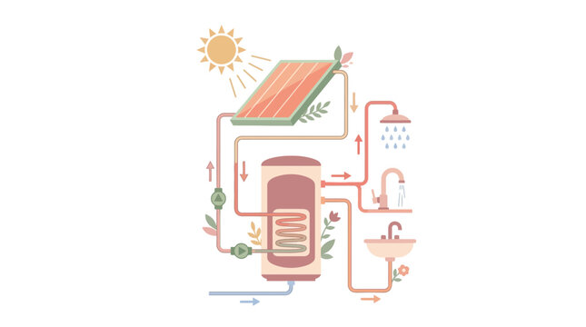 Solar Water Heating System with Thermal Collector and Storage Tank