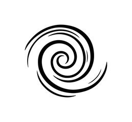 Naklejka premium Black swirl, spiral shape, abstract vector icon, modern design element