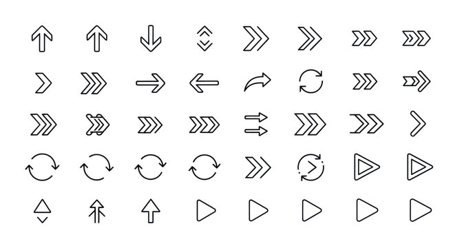 Arrow icons set directional symbols