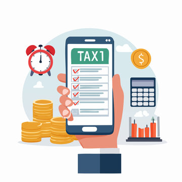 Tax App on Smartphone with Financial Elements