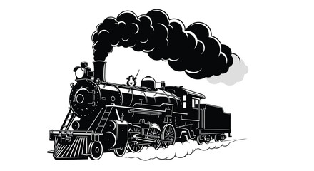 Vintage steam locomotive train with smoke and steam © MHB_STUDIO