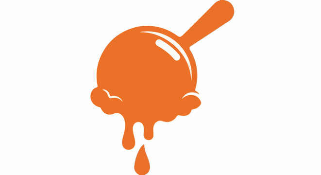 Simple orange ice cream scoop with melting drips and a single highlight