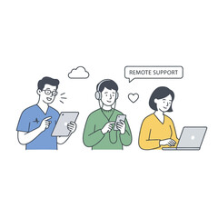 Fototapeta premium Remote support and online healthcare assistance with digital devices.