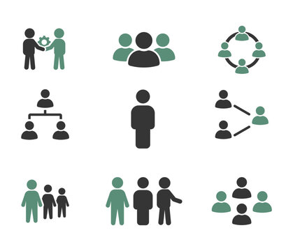 Business Teamwork and Collaboration Icon Collection for Corporate Concepts. People Communication and Organization Vector Symbols Set