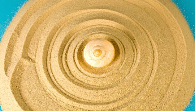 Seashell in Zen Sand Circles.