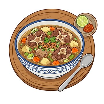 Delicious oxtail soup with vegetables.