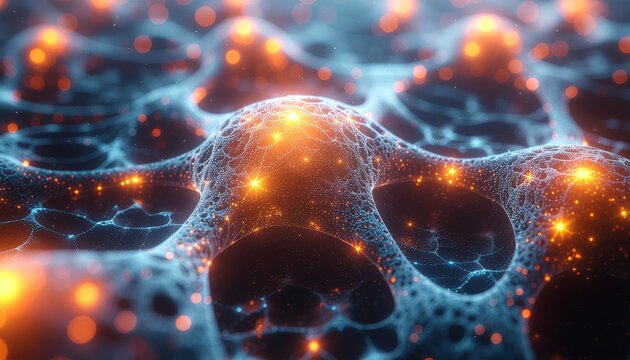 Abstract artificial intelligence background with glowing neural network