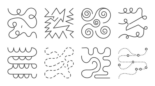 Abstract Line Art Collection: Diverse Patterns and Shapes