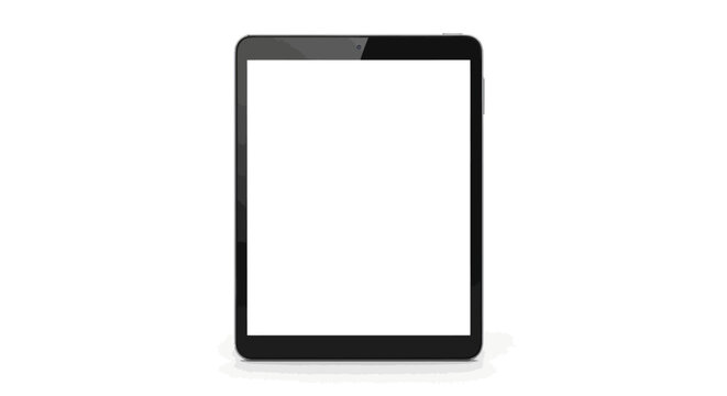 Sleek modern digital tablet with a vibrant blank white screen, ready for custom content, isolated on a pure white background, perfect for tech mockups and presentations