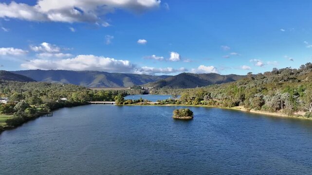 Aerial footage of Eildon Pondage Victoria Australia