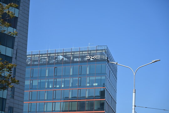 DXC Technology Logo on Top of Modern Corporate Office Building