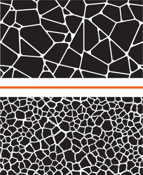 Abstract black and white geometric voronoi pattern and cracked mosaic texture vector for background design and surface graphics