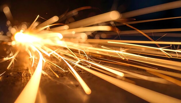 Sparklers burning with bright sparks flying.