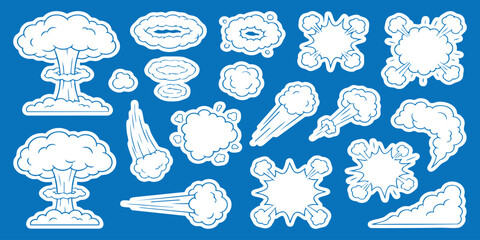 Set of cartoon explosion and smoke cloud icons for comic books and action design © GraphixEra