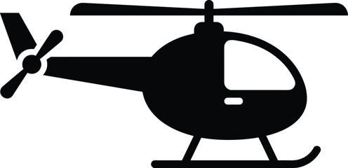 Black Helicopter Silhouette Vector Illustration for Aviation, Rescue, Transportation, and Military Design Concepts © MdArshadul