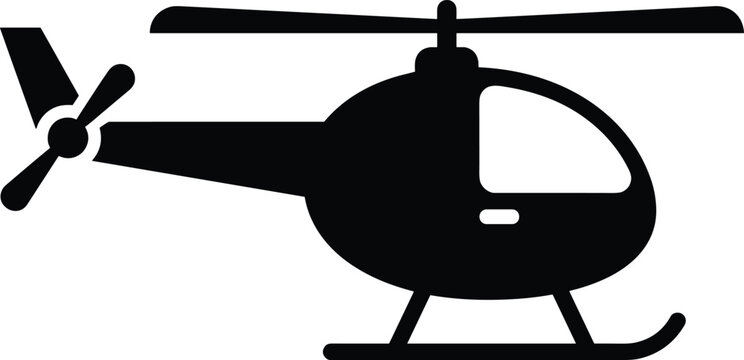 Black Helicopter Silhouette Vector Illustration for Aviation, Rescue, Transportation, and Military Design Concepts