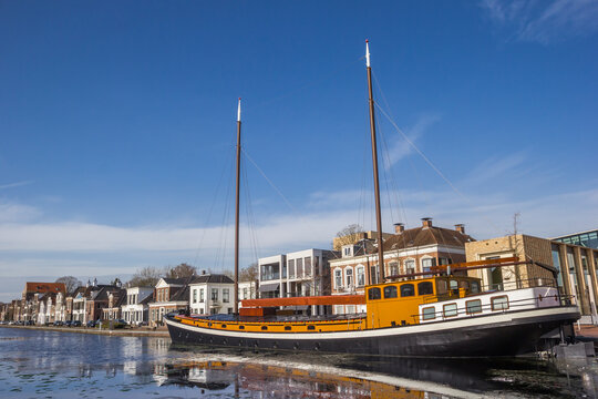 Ship in the central canal of Assen, Netherlands