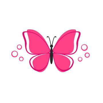 Butterfly silhouette pink colored graphic design