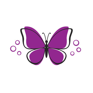 Butterfly silhouette dark violet graphic design
