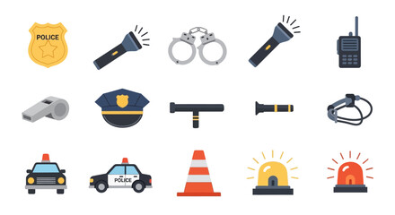 Police Equipment Icons Set © punduh