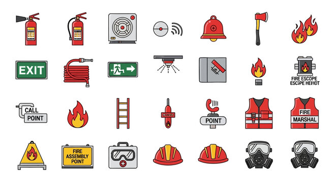 Fire Safety Icons Collection