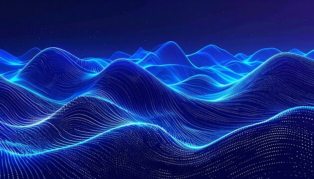 Glowing Blue Digital Waveform Background Pattern.
