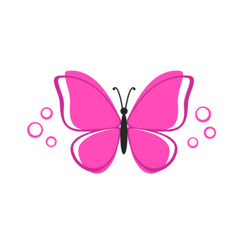 Butterfly silhouette fuchsia color graphic design