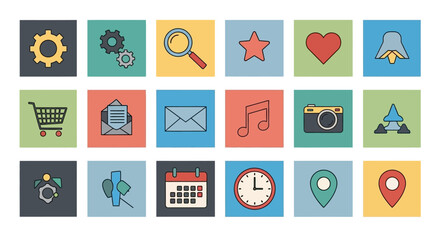 Fototapeta premium Flat Icons Set - UI Design Elements