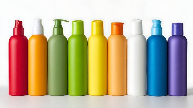 Vibrant Multi-Colored Spray Bottles in a Row / カラフルな多色使いのスプレーボトルの一列