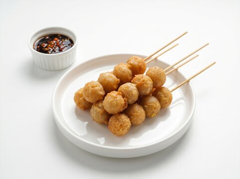 Spicy Indonesian Street Food Teci Skewers on Rustic Wood