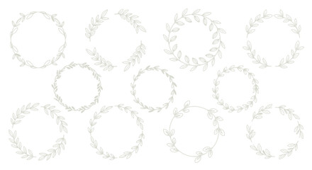 Obraz premium Elegant Botanical Frames and Wreaths, Leafy Design Elements