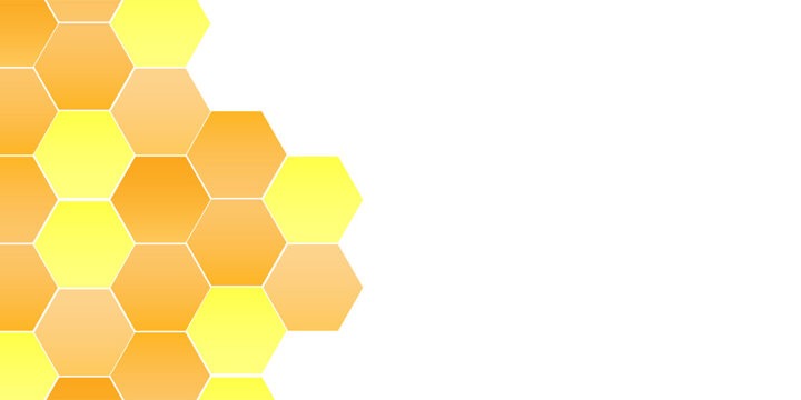 Abstract pattern seamless with a sweet yellow hexagon honeycombs in white