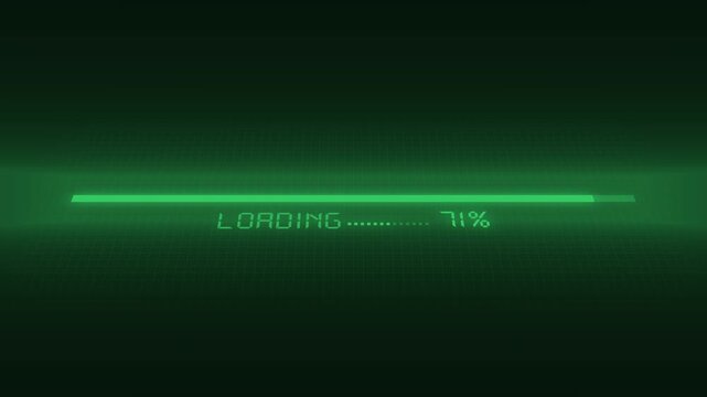 Loading bar animation with forty two percent. Loading bar green progress indicator. Loading bar digital interface graphic on black background for status.